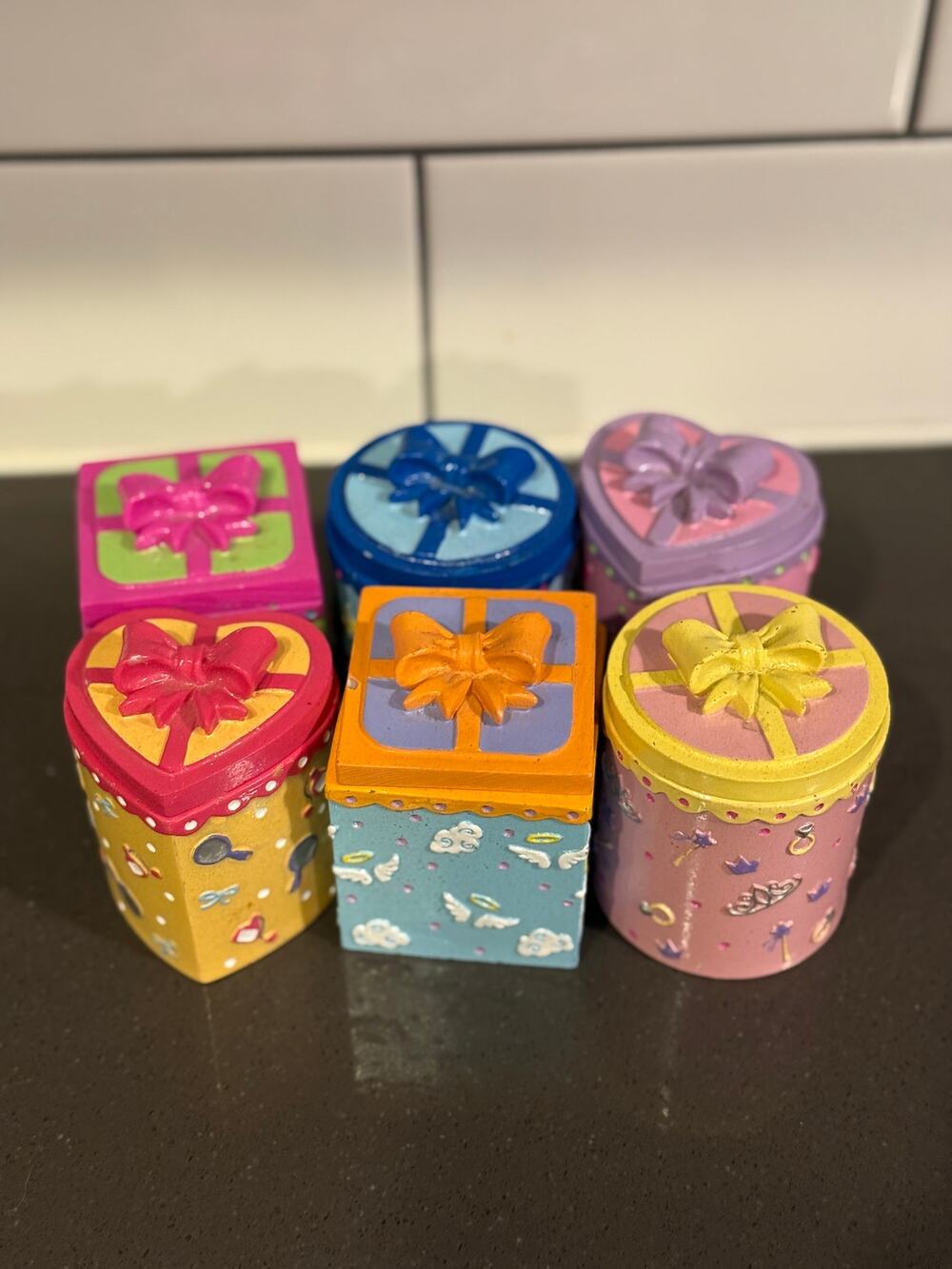 Vintage Y2K Claire's Trinket Jewelry Boxes Reversible Lids Sparkly Kidcore